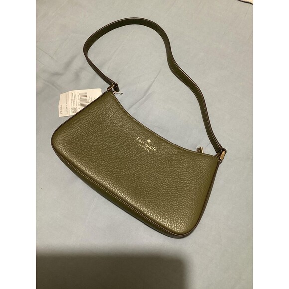 Kate Spade Shoulder Bag Womens Olive Green Small Pebbled Leather Julia New Tags - Picture 2 of 9